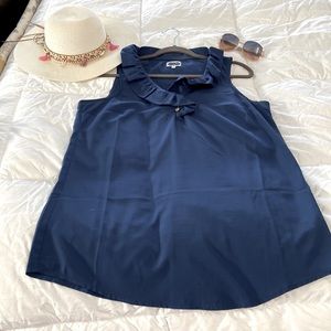 Just in time for summer! Sleeveless size large blue Mudpie blousy top.